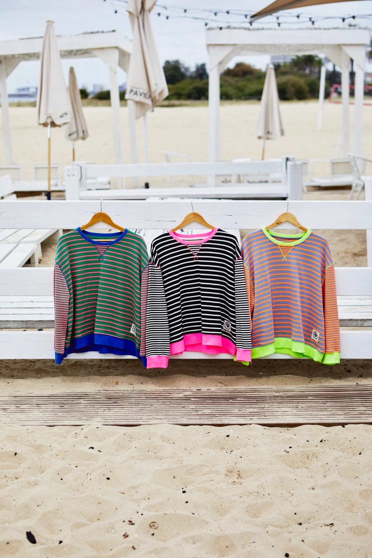 Retro Stripe Sweat Green/Pink