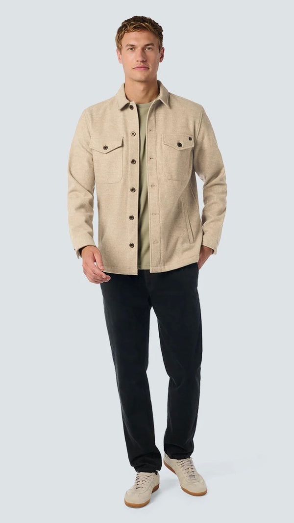 No Excess Overshirt Button Closure Melange Khaki