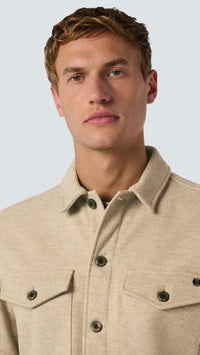 No Excess Overshirt Button Closure Melange Khaki