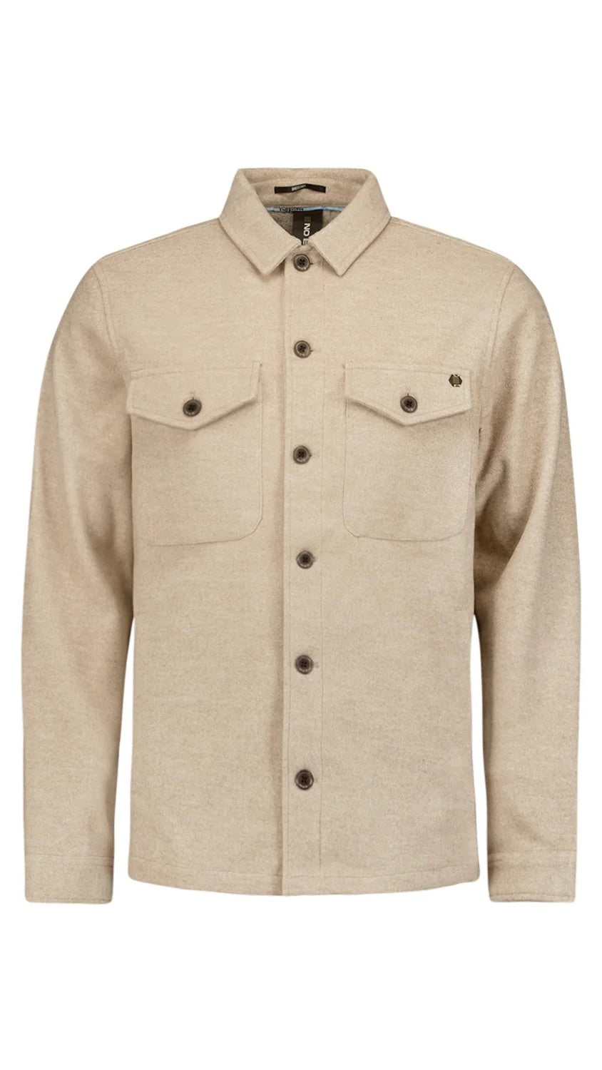 No Excess Overshirt Button Closure Melange Khaki