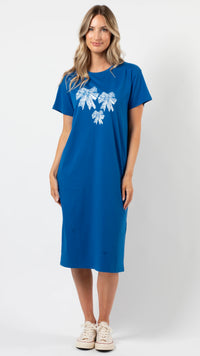 Maxie T Shirt Dress Deep Blue Bowtiful Blue