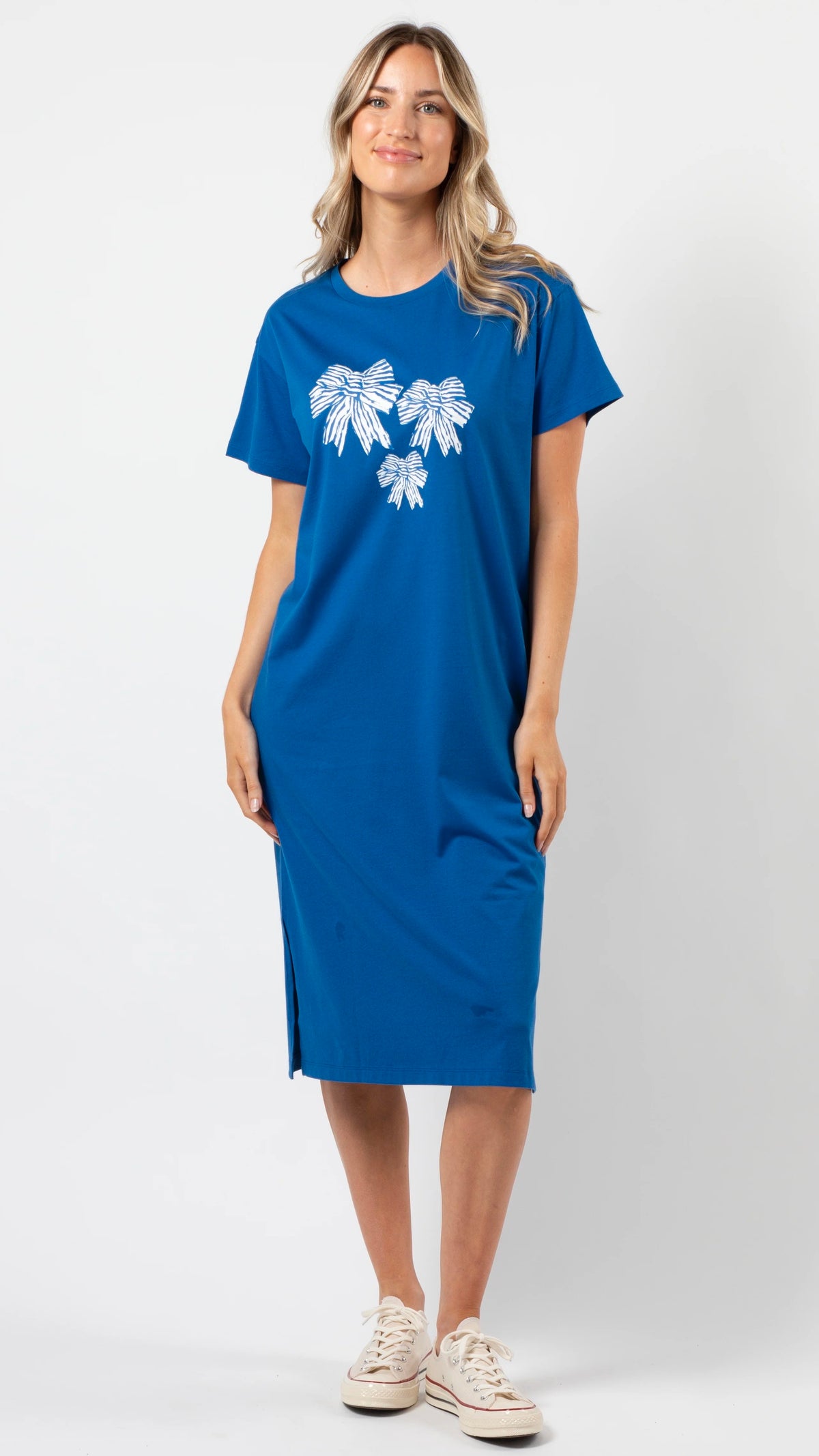 Maxie T Shirt Dress Deep Blue Bowtiful Blue