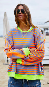 Retro Stripe Sweat Grey/Orange