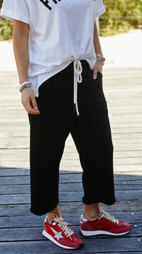 Frenchie Crop Track Pant in Black