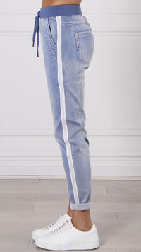 Boston Stretch Denim Joggers Light Blue