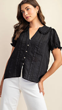 Bree Pan Collared Button Down Shirt Black