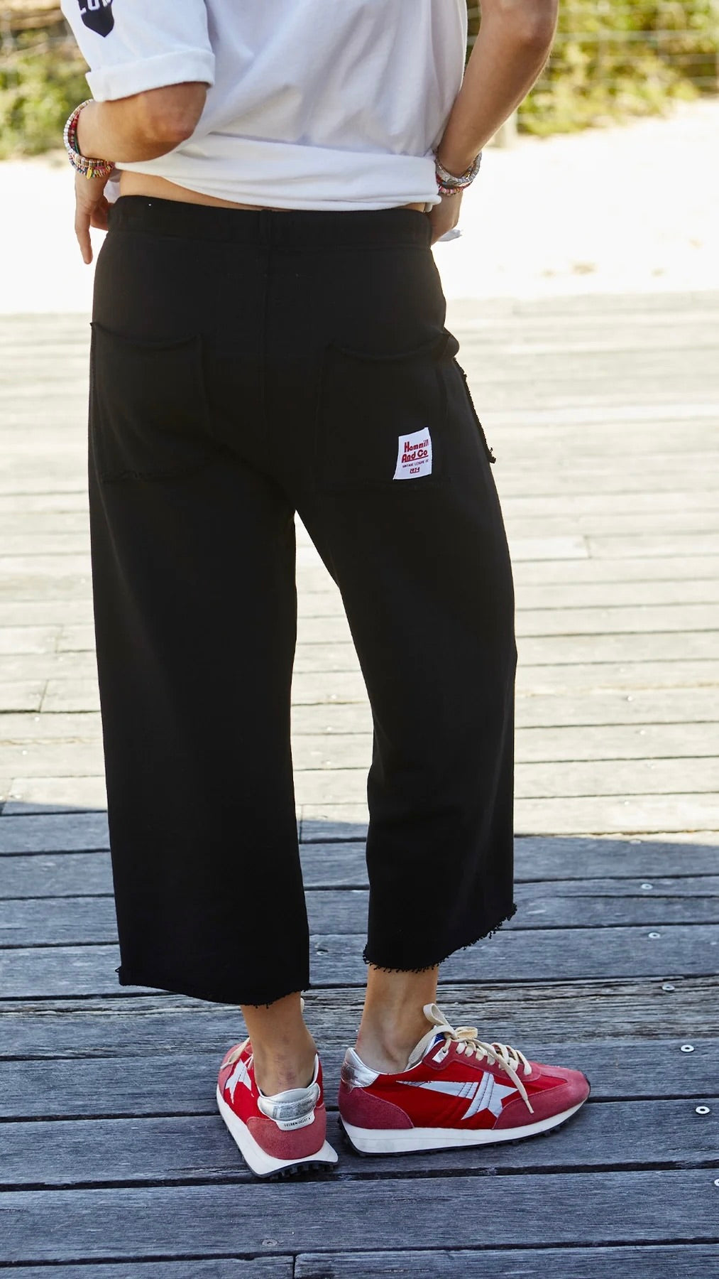 Frenchie Crop Track Pant in Black