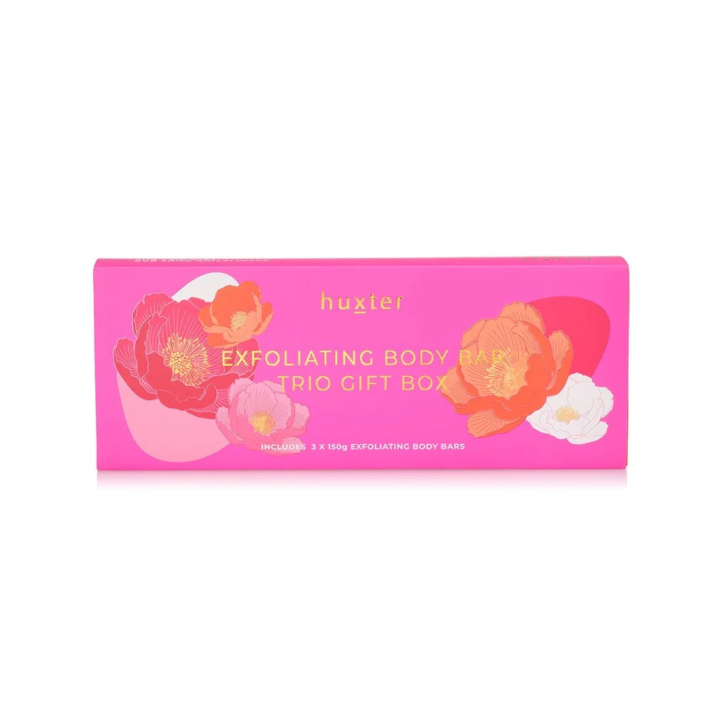 Exfoliating Body Bar Trio 3 x 150gm Fuchsia with Pink & Orange Florals