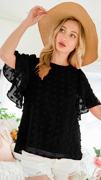 Libby Textured Dot Top Black