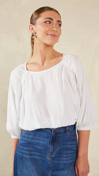 Palermo Drawstring Top Bianco