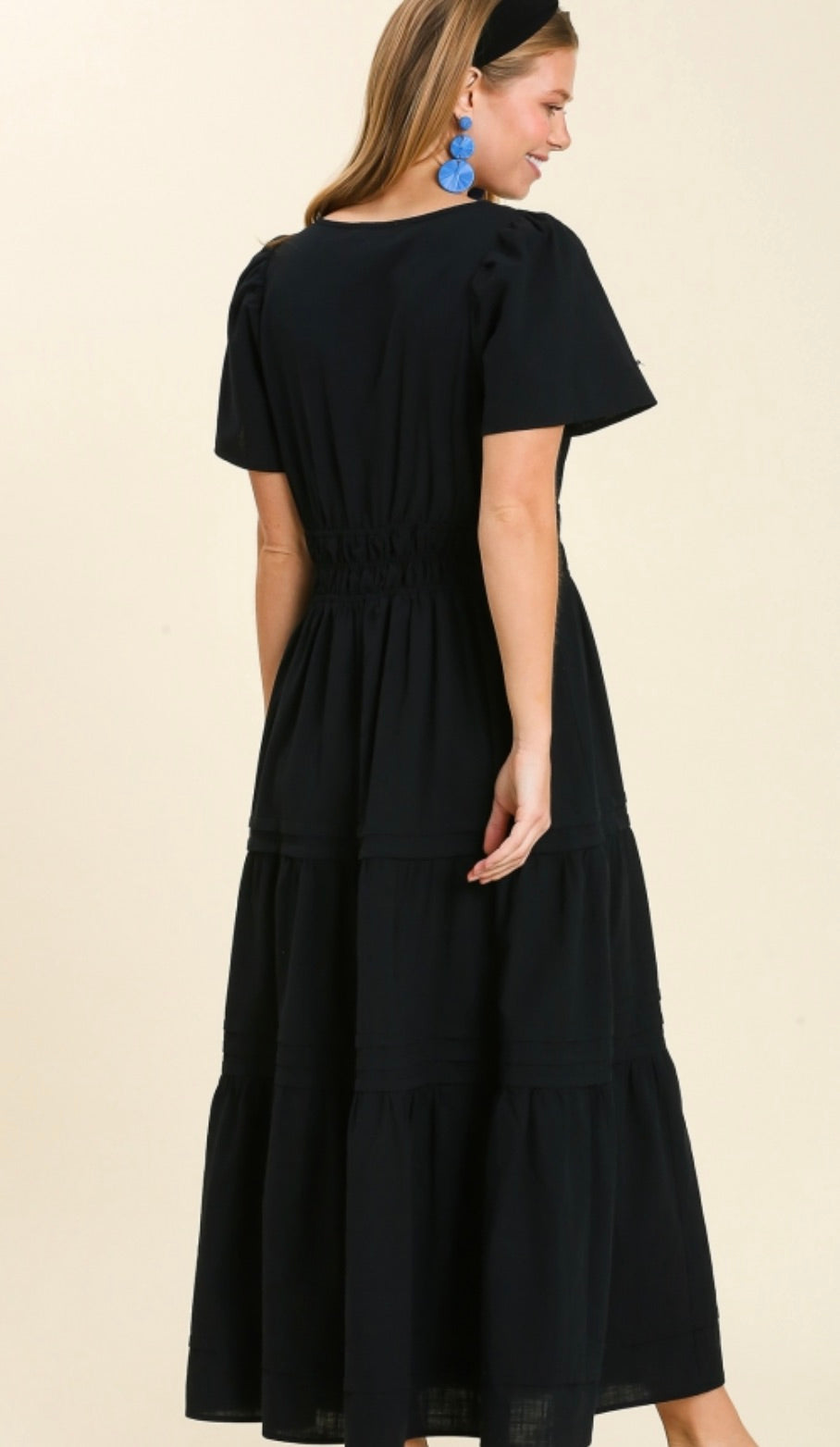 Tilly Tiered Midi Dress Black