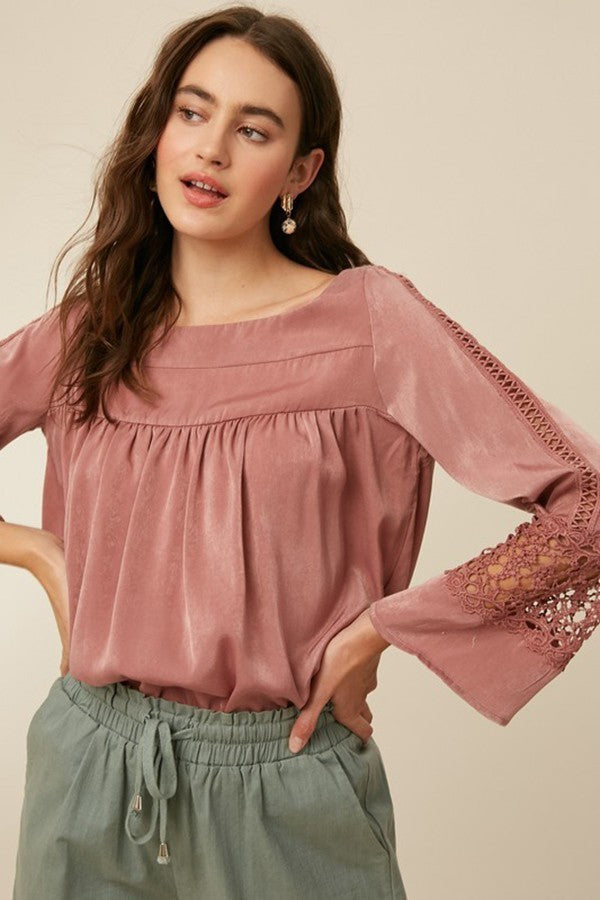 Desert Springs Satin Lace Top Rose