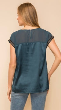 Deb Diamante Satin Top Dark Teal