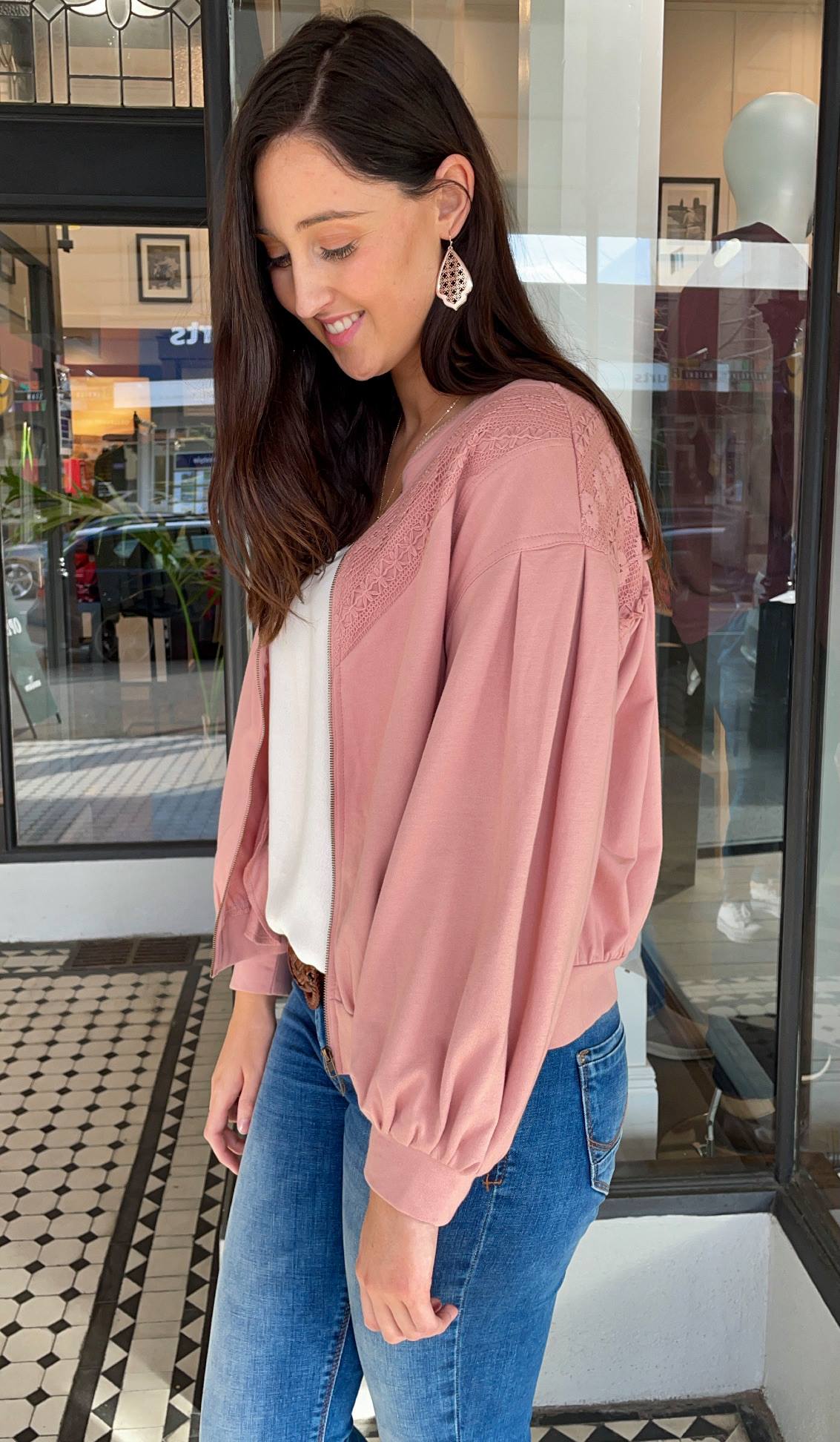 Dusty pink shop cropped jacket