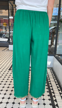 Villa Freyed Linen Pant Kelly Green